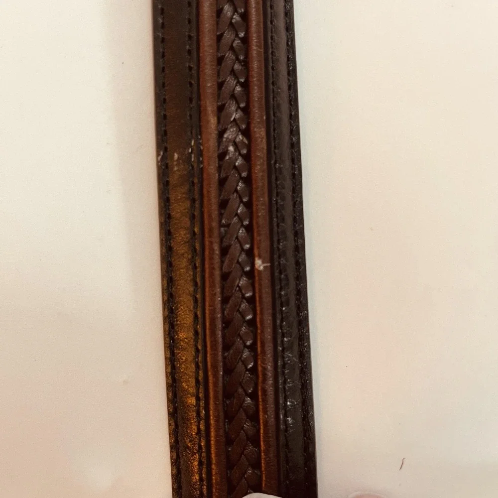 READ Brighton Belt Mens 40 Brown Braided Leather Western Buckle‎ Tip Onyx 12200